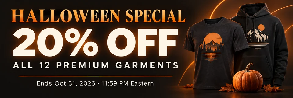 Halloween Special: 20% off all 12 Premium garments. Ends October 31, 2026 at 11:59 PM Eastern.